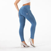 Cheeky Blue High Waist Zip Front Butt Lift Jeggings